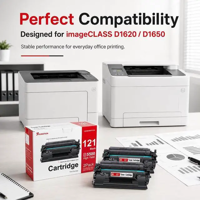Alt view image 2 of 7 - 121 Black Toner Cartridge High Yield (2-Pack) Compatible 121 Toner Cartridges Replacement for Canon 121 Toner Cartridge for imageCLASS D1620 D1650 Printer
