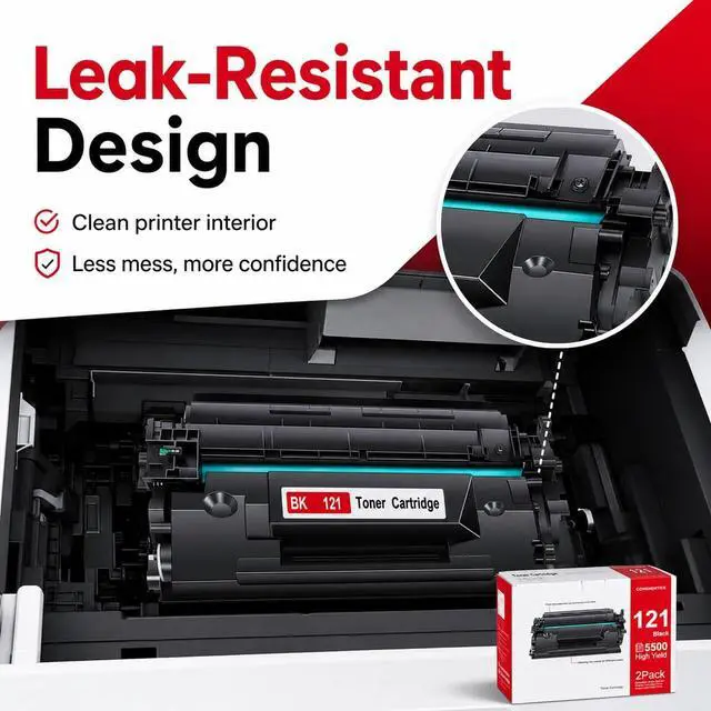 Alt view image 6 of 7 - 121 Black Toner Cartridge High Yield (2-Pack) Compatible 121 Toner Cartridges Replacement for Canon 121 Toner Cartridge for imageCLASS D1620 D1650 Printer
