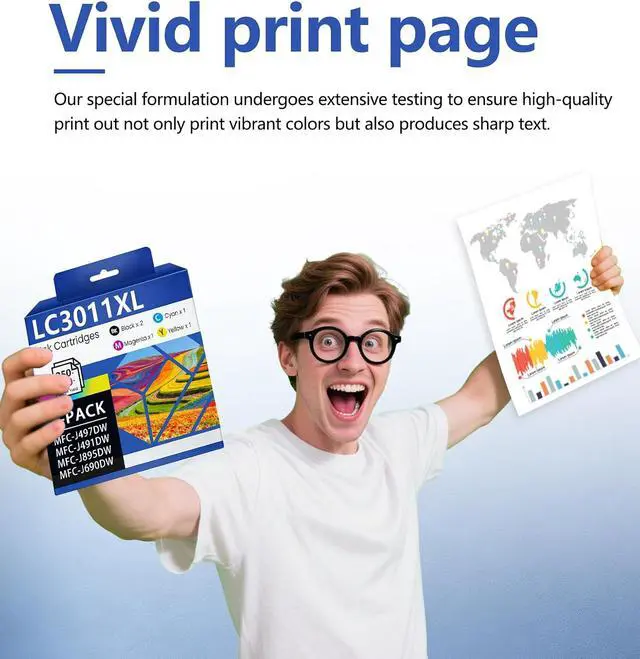 Alt view image 5 of 7 - LC3011XL Ink Cartridges High Yield 5-Pack Replacement for Brother