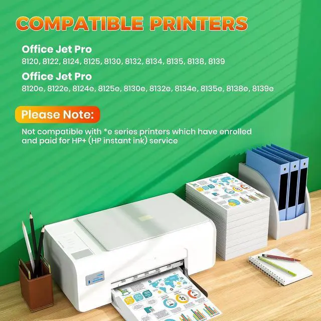 Alt view image 2 of 7 - 923e Ink Cartridges 4 Pack High Yield (3400+ Pages) Compatible with OfficeJet Pro 8120 8130 Series for HP 923 923e 923XL Ink Work for OfficeJet Pro 8125e 8120e 8120 8135e 8130e 8139e 8130 Printer