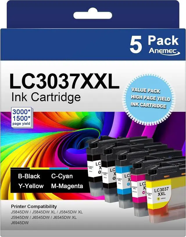Main image of LC3037 LC3037XXL Replacement for Brother LC3037 Ink Cartridges with Super High-Yield Work for MFC-J5945DW MFC-J5845DW MFC-J5845DWXL MFC-J6545DW MFC-J6545DWXL MFC-J6945DW Printers (5 Pack)
