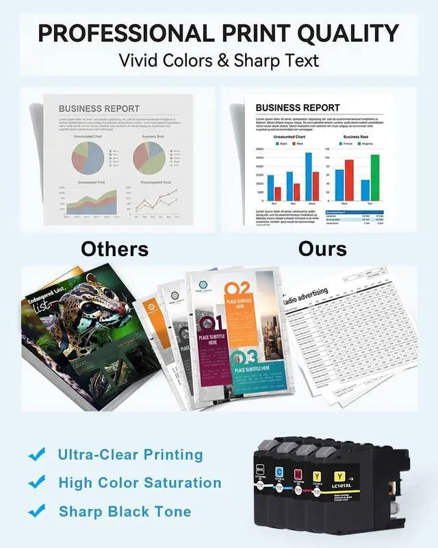 Alt view image 4 of 7 - LC101XL LC101 Ink Cartridges Replacement for Brother Printer LC101 LC103 XL Ink Cartridges High Yield - Work with MFC-J870DW MFC-J6920DW MFC-J6520DW MFC-J450DW MFC-J470DW (BK/C/M/Y, 4-Pack)
