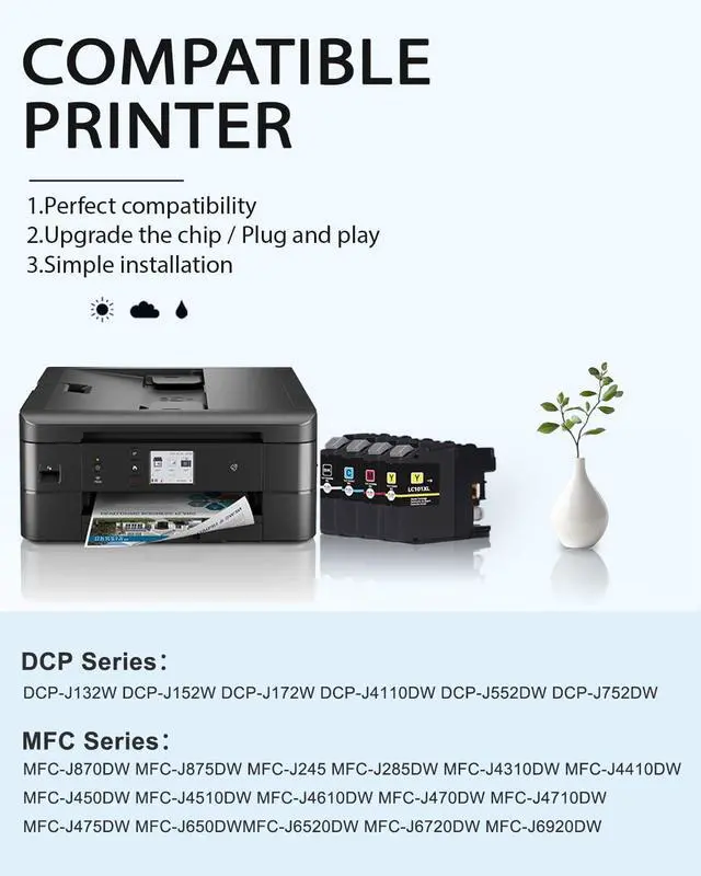 Alt view image 2 of 7 - LC101XL LC101 Ink Cartridges Replacement for Brother Printer LC101 LC103 XL Ink Cartridges High Yield - Work with MFC-J870DW MFC-J6920DW MFC-J6520DW MFC-J450DW MFC-J470DW (BK/C/M/Y, 4-Pack)