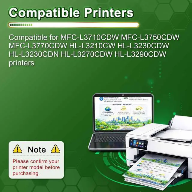 Alt view image 2 of 7 - TN223 Toner Cartridge Compatible for Brother MFC-L3710CDW Printers Yellow
