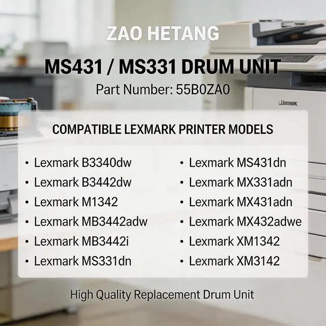 Alt view image 3 of 3 - MX431 MS431 MS331(55B0ZA0) Black Imaging Unit Replacement for Lexmark