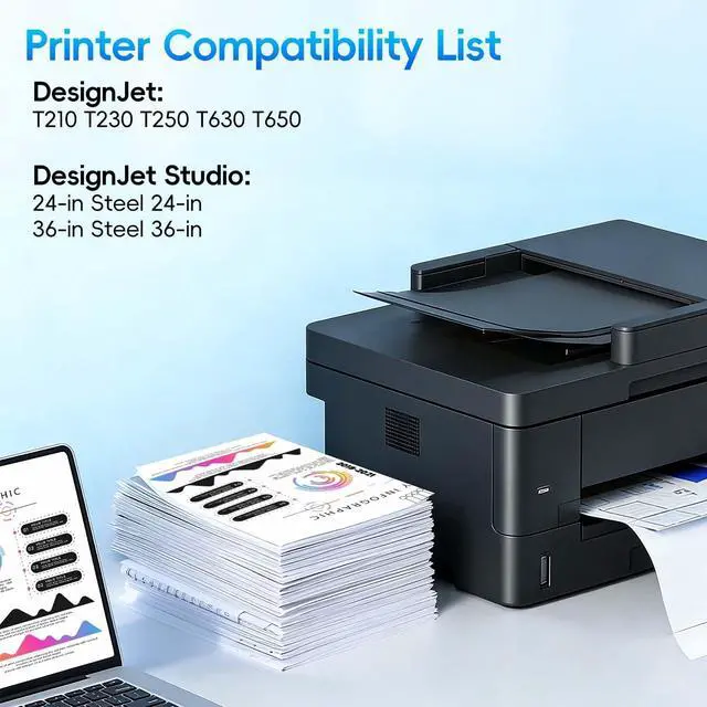 Alt view image 3 of 7 - 712XL Ink Cartridges Compatible Replacement for HP 712XL 712 Ink Cartridges Combo Pack Works with HP DesignJet T210 T230 T630 T650 Studio Plotter Printer Black Cyan Magenta Yellow