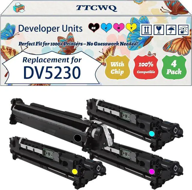Main image of Compatible for Kyocera DV5230 Developer Units Work for Kyocera M5521cdw M5526cdn P5021cdn P5026cd Printers, with Chip, High Yield 100000 Pages, High-Definition Printing (4-Pack BK/C/M/Y)