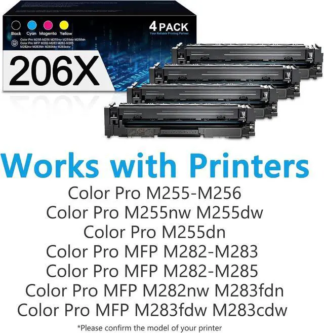 Alt view image 2 of 7 - 206X High Yield Toner Cartridges 4 Pack for Pro MFP M283fdw M255dw