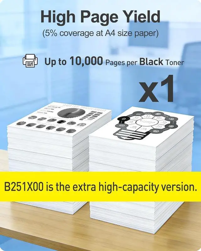 Alt view image 5 of 7 - MasaiMara B251X00 Extra High Yield Black Compatible Toner Cartridge for Lexmark B2546 B2546dn B2546dw B2650 B2650dn B2650dw MB2546 MB2546ade MB2546adwe MB2650 MB2650ade MB2650adwe Laser Printer