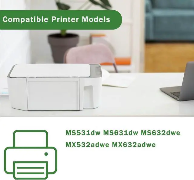 Alt view image 2 of 7 - Compatible for Lexmark 75M0W00 Waste Box MS531dw MS631dw MS632dwe MX532adwe MX632adwe Printers, High Yield 300000 Pages Bright Clear Colors (2-Pack Black)