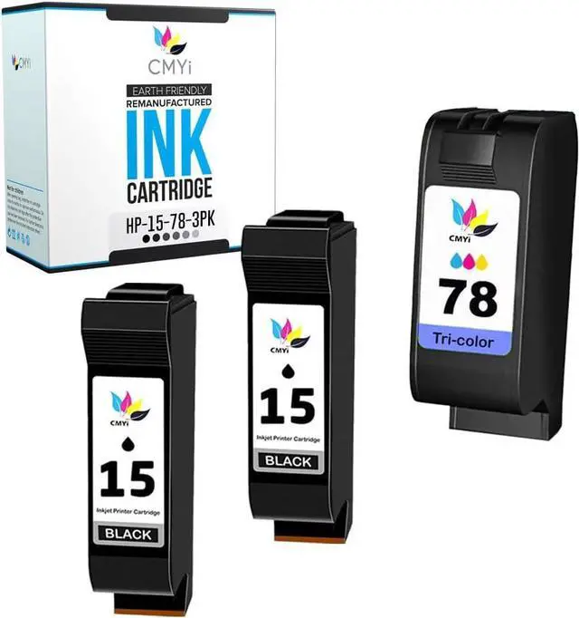 Main image of 15 78 Combo Pack of 3 Replacement Ink Cartridge for HP OfficeJet 1510A2L, 5110, 5110A2l, 5110v, 5110xi, V30, V40, V40Xi, V45, PSC 700, 720, 750, 750xi, 760, 900 Printer (2 Black, 1 Tricolor)