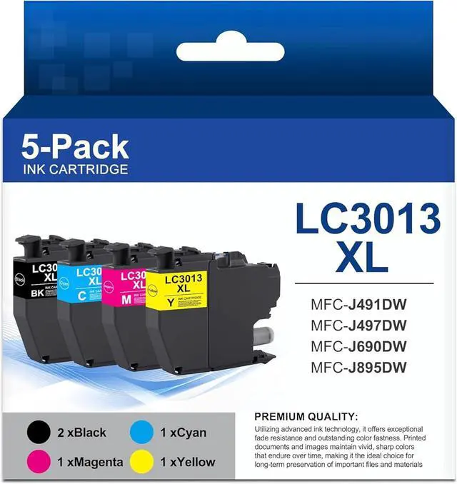 Main image of LC3013XL LC3013 Ink Cartridges BK/C/M/Y Compatible for Brother LC3013 Ink for MFC-J491DW, J497DW, J690DW, J895DW - Up to 450 Pages per Cartridge (5 Pack)