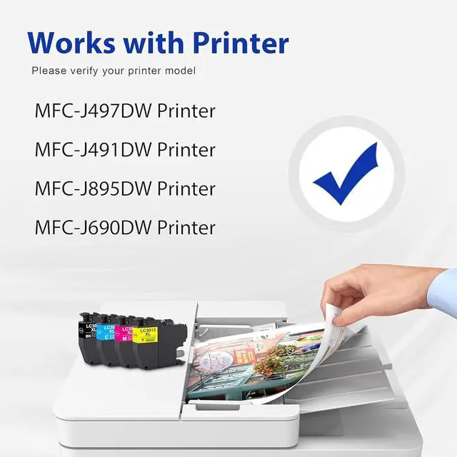 Alt view image 2 of 7 - LC3013XL LC3013 Ink Cartridges BK/C/M/Y Compatible for Brother LC3013 Ink for MFC-J491DW, J497DW, J690DW, J895DW - Up to 450 Pages per Cartridge (5 Pack)