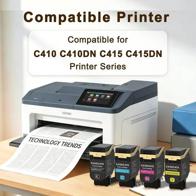 Alt view image 2 of 6 - C410 C415 Toner Cartridge 006R04677 006R04678 006R04679 006R04680 4-Pack