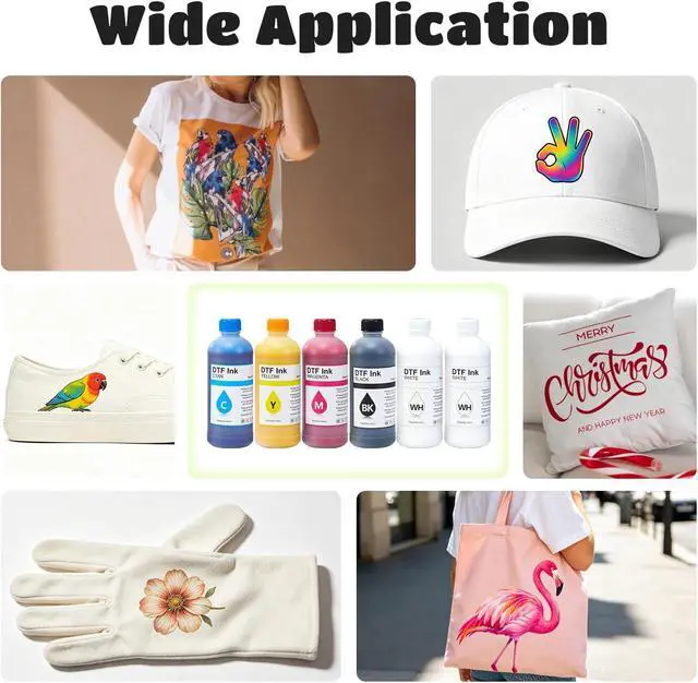 Alt view image 5 of 5 - FAFAIR DTF Ink 6x500ml for L1800 L805 XP600 R1390, Direct to Film CMYK+2White Pigment Transfer Ink High Fluidity Clog-Resistant Formula for Cotton Polyester T-Shirts