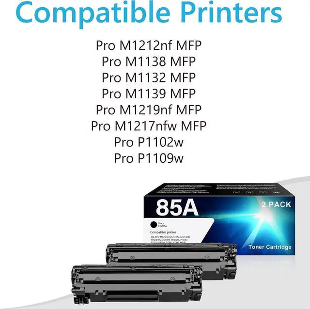 Alt view image 2 of 7 - 85A Toner 2 Pack Black Replacement for HP 85A Black Toner Cartridge CE285A