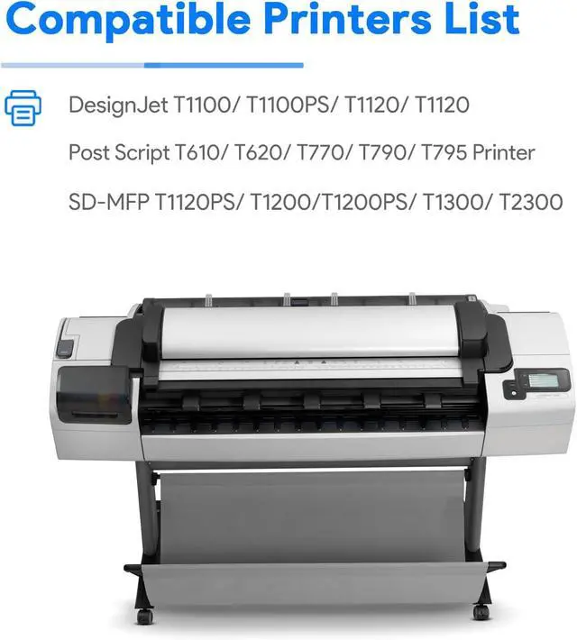 Alt view image 2 of 7 - 72 Ink Cartridges Latest Upgrade Replacement for 72 C9403A C9370A C9371A C9372A C9373A C9374A, Compatible with HP DesignJet T610 T620 T770 T790 T795 T1100 T1120 T1200 T1300 T2300 (130ml, 6 Pack)