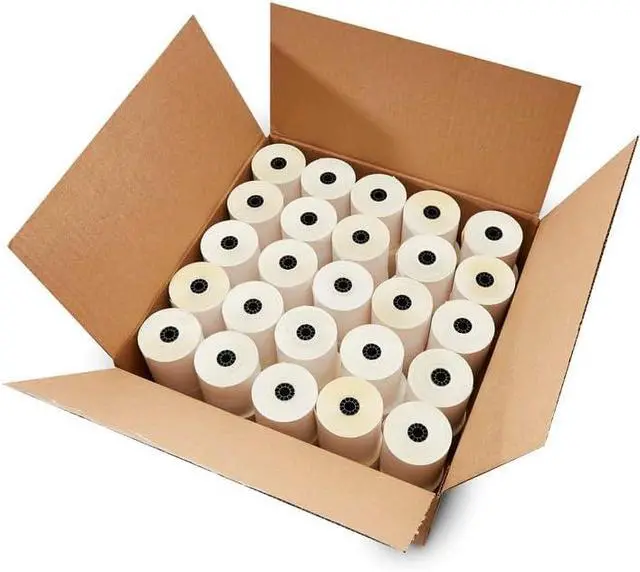 Main image of ShopSmartOnline - (Honey Comb Core) Two Ply Carbonless Rolls 3" X 95 Feet, White/Yellow (50 Rolls - 1 Case) Kitchen Printer Paper Rolls Required Sp700 Printer Ribbon Or Printer Ribbon ERC 30/34/38