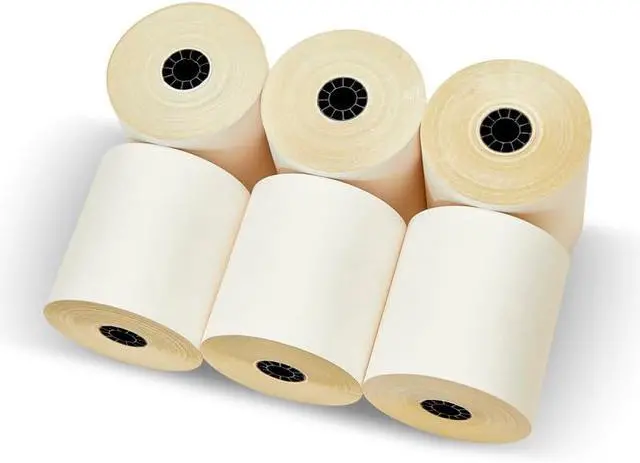 Alt view image 2 of 5 - ShopSmartOnline - (Honey Comb Core) Two Ply Carbonless Rolls 3" X 95 Feet, White/Yellow (50 Rolls - 1 Case) Kitchen Printer Paper Rolls Required Sp700 Printer Ribbon Or Printer Ribbon ERC 30/34/38