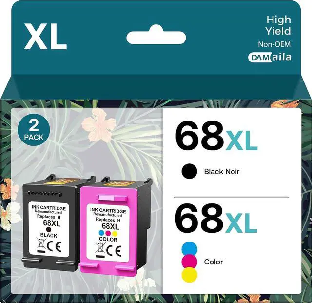 Main image of 68XL Ink Cartridges Black Color Combo Pack Remanufactured for HP 68 Ink Cartridges Replacement for HP Ink 68 XL 68e for Envy 6100e 6500e Series 6155e 6555e 6152e 6552e 6558e (1 Black, 1 Tri-Color)