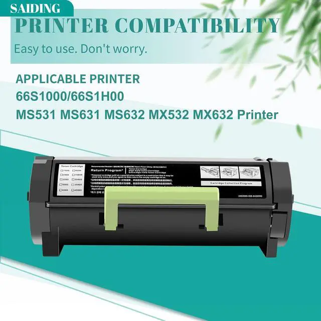Alt view image 2 of 6 - High Yield 66S1000 Black Toner Cartridge Compatible with Lexmark MS531