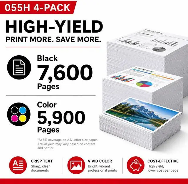Alt view image 3 of 7 - High-Yield 055H Toner Cartridges 4-Pack(BK/C/M/Y) Compatible MF743cdw Toner