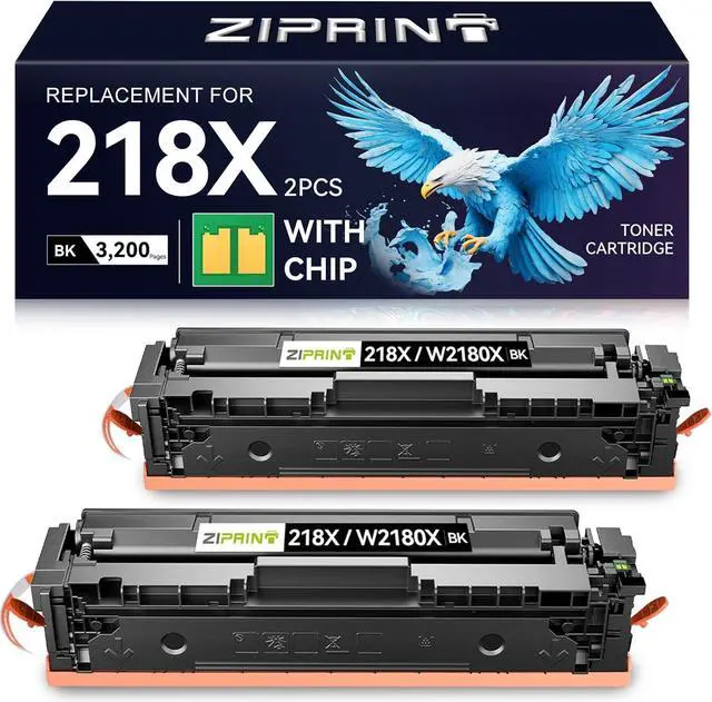 Main image of ZIPRINT 218X Black Toner Cartridge 2 Pack with Chip W2180X 3301fdw 3201dw