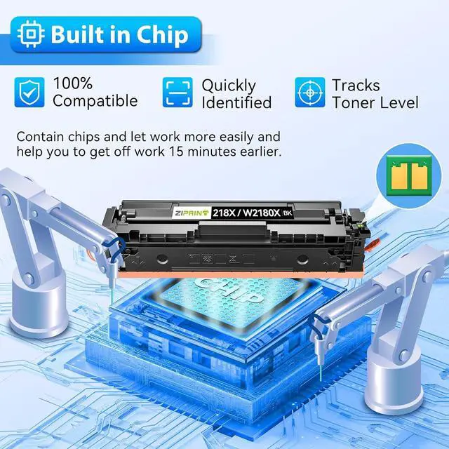 Alt view image 4 of 7 - ZIPRINT 218X Black Toner Cartridge 2 Pack with Chip W2180X 3301fdw 3201dw