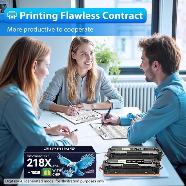 Alt view image 7 of 7 - ZIPRINT 218X Black Toner Cartridge 2 Pack with Chip W2180X 3301fdw 3201dw