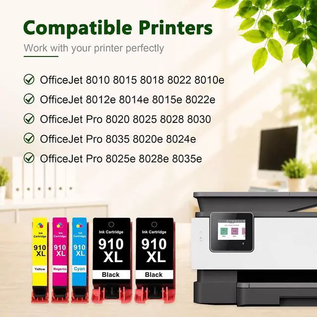 Alt view image 2 of 7 - 910XL High Yield Ink Cartridge 5 Pack Replacement for HP 910 XL Ink