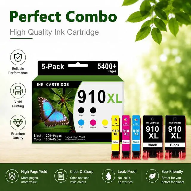 Alt view image 6 of 7 - 910XL High Yield Ink Cartridge 5 Pack Replacement for HP 910 XL Ink