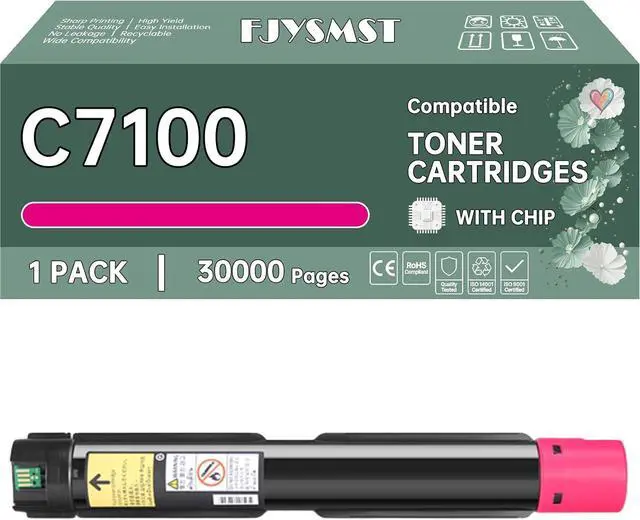 Main image of Compatible for Xerox C7100 Toner Cartridges for Xerox VersaLink C7100 C7120 C7125 C7130 - with Chip 40000 Pages @ 5% - Sharp Text & Clear Image for Home Office or Business (Magenta - 1 Pack)