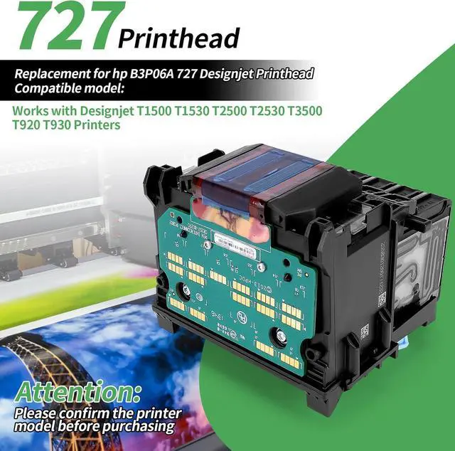 Alt view image 2 of 7 - B3P06A 727 Designjet Printhead with Upgrade Chip, Compatible with hp DesignJet Wide Format Printer T920 T930 T1500 T1530 T2500 T2530 T3500, Replacement for hp 727 Printhead