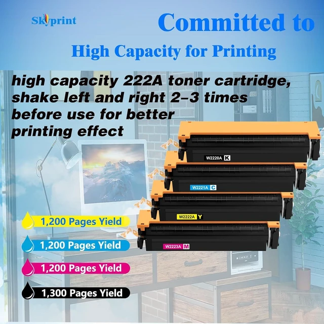 Alt view image 3 of 6 - SkyPrint 222A Toner Cartridge High Capacity W2220A W2221A W2223A W2222A