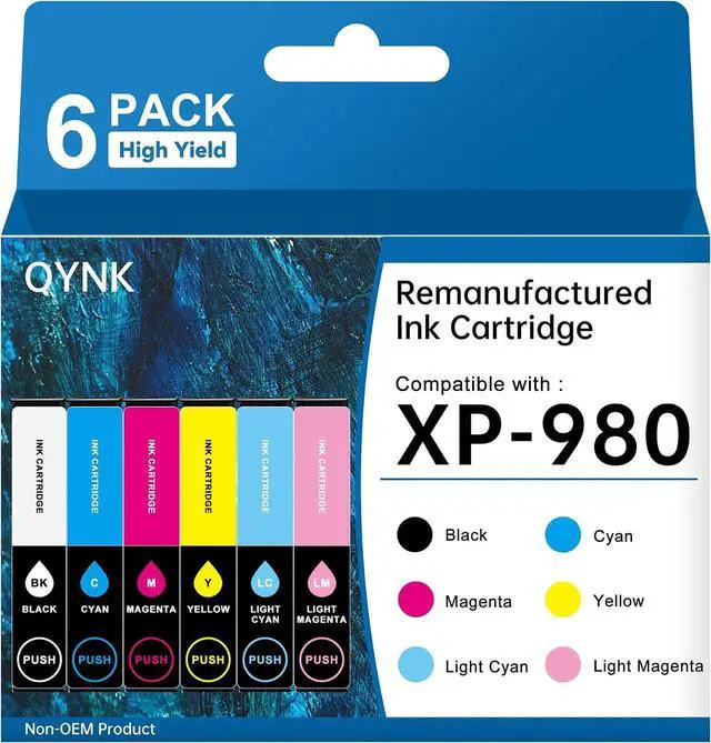 Main image of Remanufactured Ink Cartridge Replacement for XP-980 Ink Cartridges 6-Color (Black, Cyan, Light Cyan, Magenta, Light Magenta, Yellow)