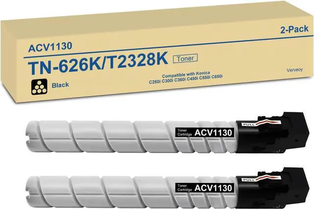 Main image of TN626K TN328K TN628K ACV1130 High Yield Toner Cartridge Replacement for Konica Minolta TN626 TN328 TN628 Black Toner Cartridge for Bizhub C450i C550i C650i C300i C250i Printer (ACV1130, 2-Pack)
