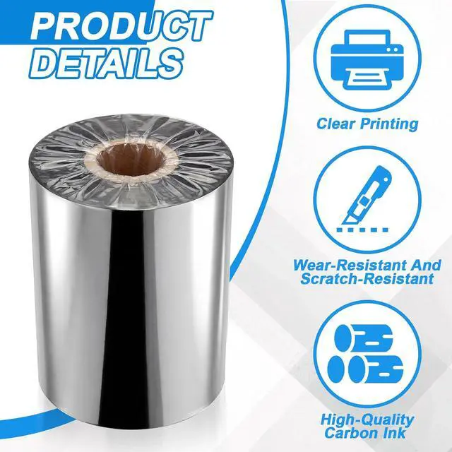 Alt view image 4 of 7 - Maitys 12 Rolls 4.33'' x 1476' Resin Enhanced Wax Printer Ribbon Bulk Black Thermal Transfer Label Ribbon 1'' Core Ink Out 1 Roll Compatible with Zebra Zt230 Zt410 Zt420 Zt610