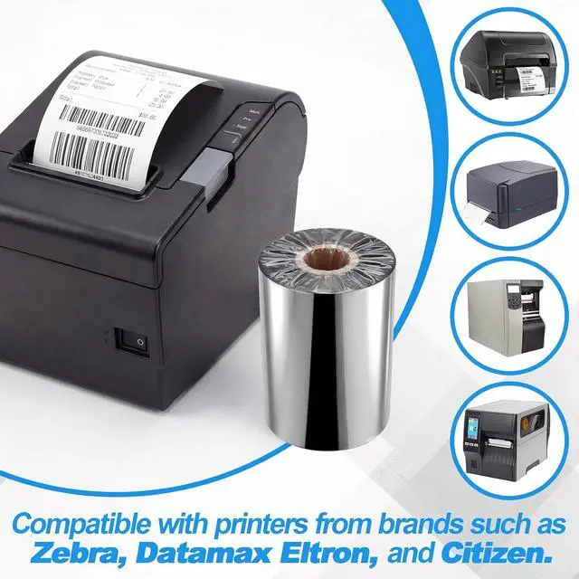 Alt view image 7 of 7 - Maitys 12 Rolls 4.33'' x 1476' Resin Enhanced Wax Printer Ribbon Bulk Black Thermal Transfer Label Ribbon 1'' Core Ink Out 1 Roll Compatible with Zebra Zt230 Zt410 Zt420 Zt610