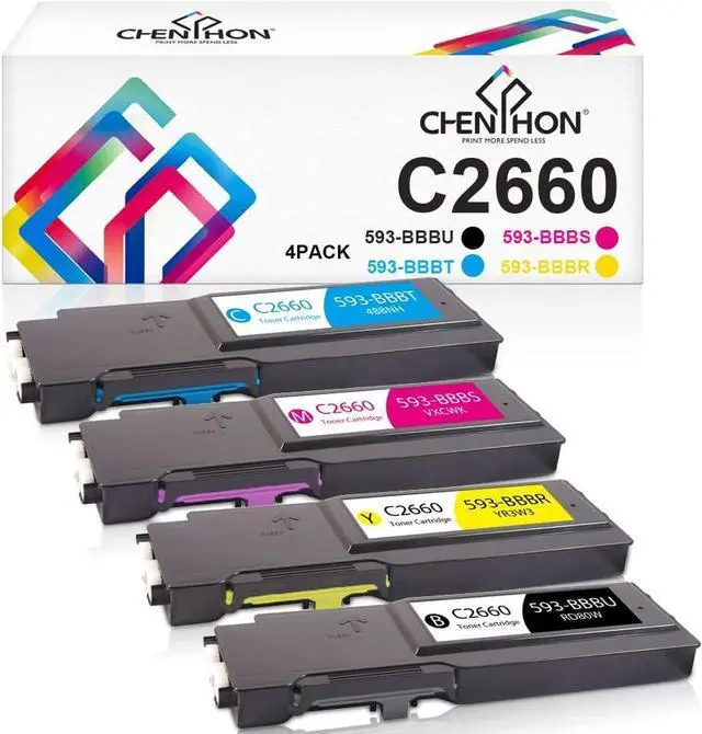 Main image of C2660 Toner Cartridge Compatible for Dell C2660 C2660dn C2665dnf, 4 Pack