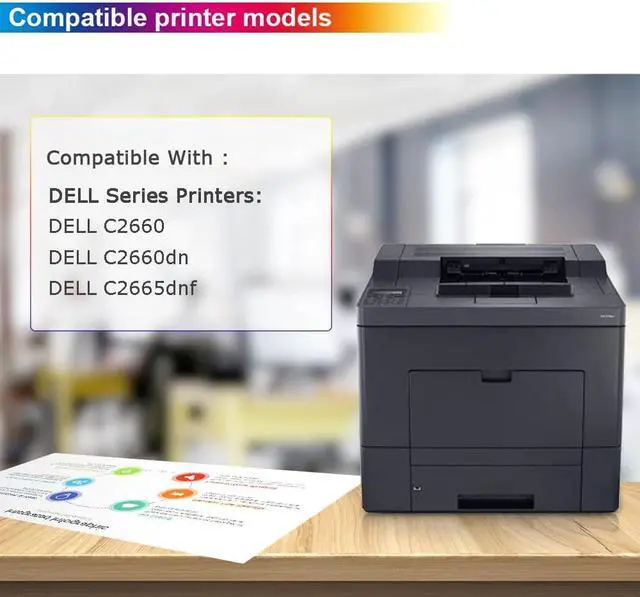 Alt view image 2 of 7 - C2660 Toner Cartridge Compatible for Dell C2660 C2660dn C2665dnf, 4 Pack