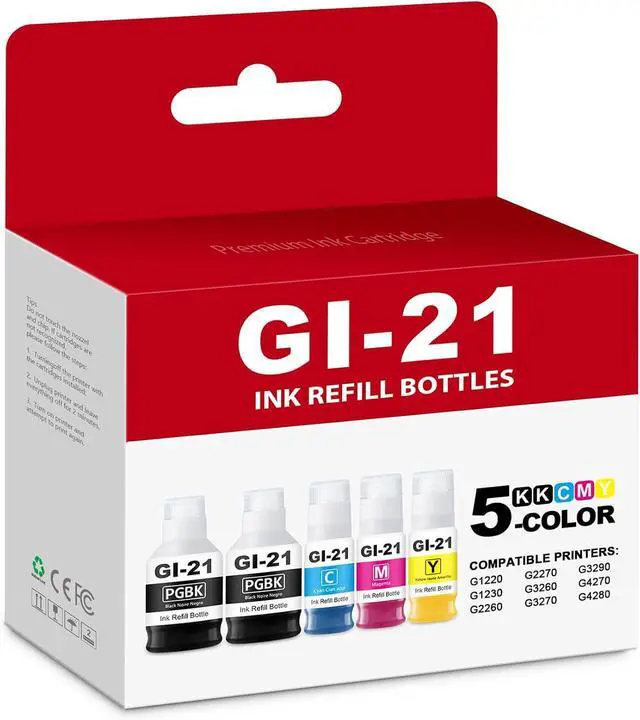 Main image of GI-21 Ink Refill Bottle 5-Pack Replacement for Canon GI-21 Ink Refill