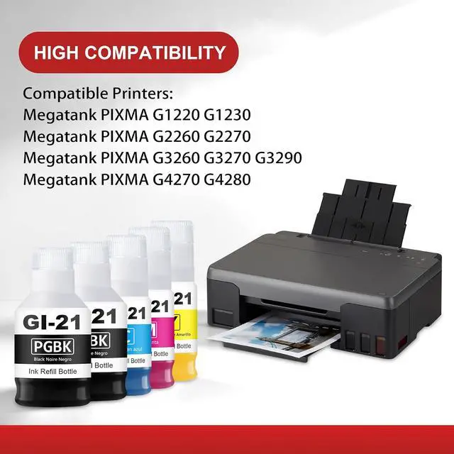 Alt view image 2 of 6 - GI-21 Ink Refill Bottle 5-Pack Replacement for Canon GI-21 Ink Refill