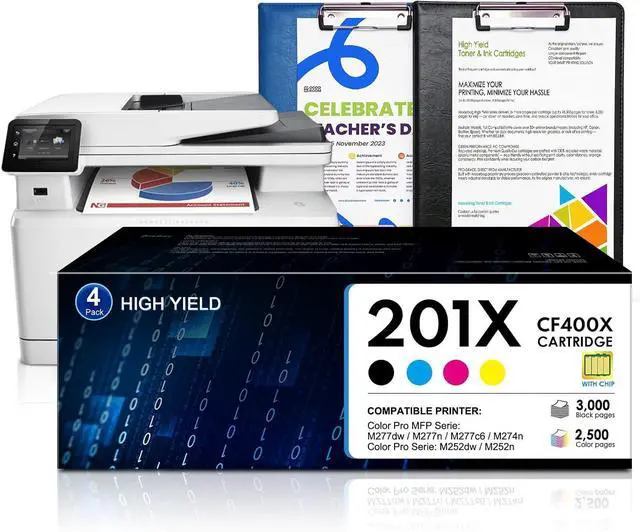 Main image of 201X Toner Cartridges (4-Pack,Black/Cyan/Yellow/Magenta) Compatible 201X 201A Toner Cartridge Replacement for HP Color Pro M252n M252dw Pro MFP M277dw M277n M274n M277c6 Printers