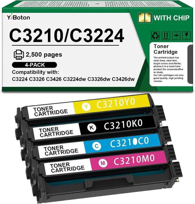 Main image of High Yield C3210K0 C3210C0 C3210M0 C3210Y0 Toner Cartridge 4-Pack with Chip
