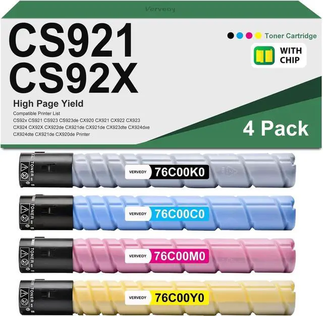 Main image of CS921 CX921 CS92X Toner Cartridge with CHIP Replacement for Lexmark CX921 Toner 76C00K0 76C00C0 76C00M0 76C00Y0 Toner Remanufactured for CS92x CS921 CS923 CX920 CX921 CX922 CX923 Printer Ink (4-Pack)