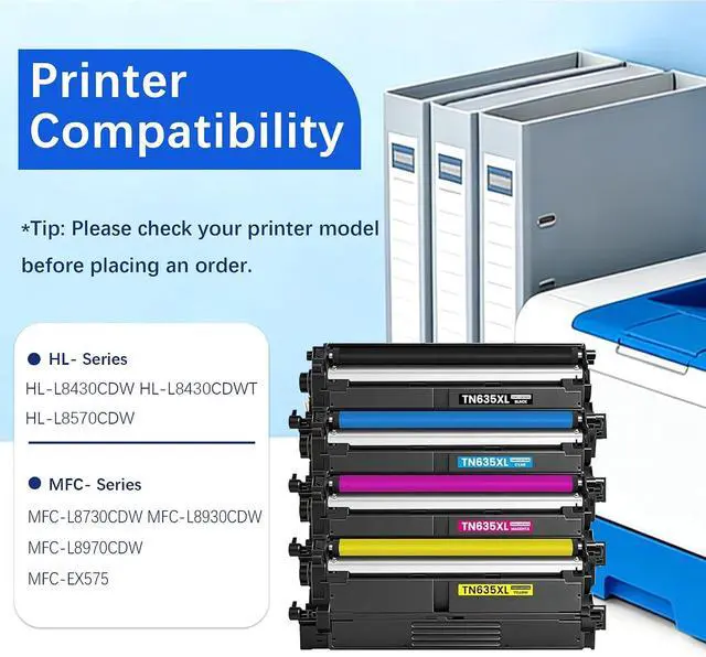 Alt view image 2 of 7 - TN635XL Toner Cartridge with Chip Replacement for Brother TN635XL High Yield Toner TN-635XL TN-635 for MFC-L8930CDW HL-L8430CDW HL-L8430CDWT HL-L8570CDW MFC-L8730CDW MFC-L8970CDW Printer 4-Pack
