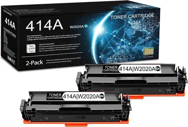 Main image of 2 Pack 414A Black Toner Cartridge (with Chip)