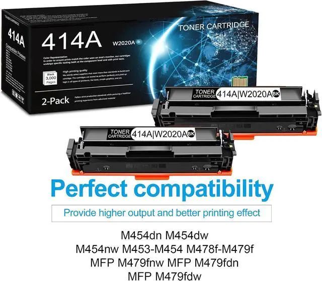 Alt view image 2 of 7 - 2 Pack 414A Black Toner Cartridge (with Chip)