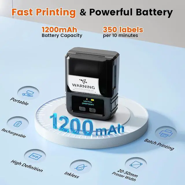 Alt view image 3 of 7 - Phomemo M120 Label Maker, 2 Inch Bluetooth Thermal Label Printer with Label