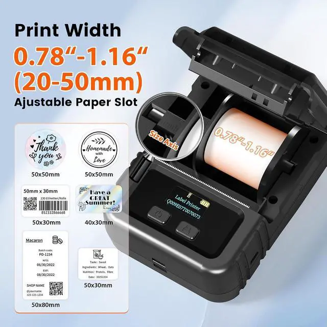 Alt view image 4 of 7 - Phomemo M120 Label Maker, 2 Inch Bluetooth Thermal Label Printer with Label